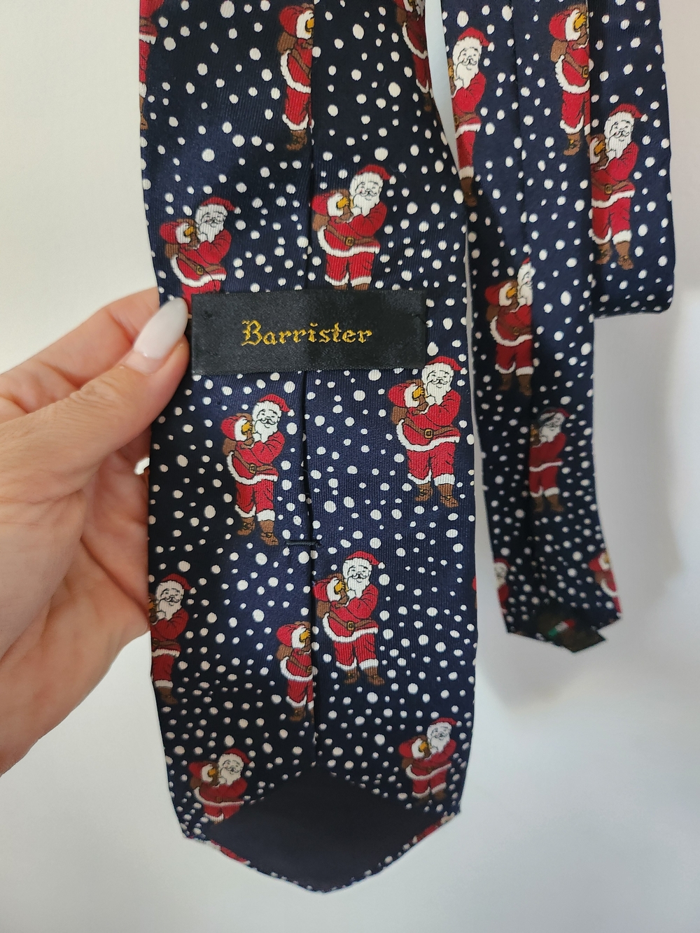 Barrister Vintage Men's Tie Santa Navy and Red Holiday